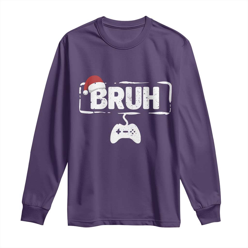 Funny Gaming Christmas Long Sleeve Shirt Gamer Bruh Video Game TS14 Purple Print Your Wear