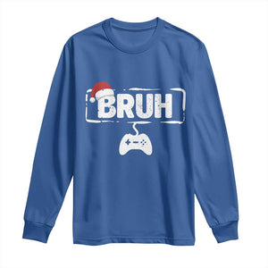 Funny Gaming Christmas Long Sleeve Shirt Gamer Bruh Video Game TS14 Royal Blue Print Your Wear
