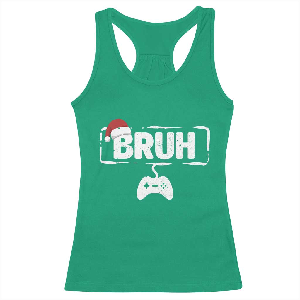 Funny Gaming Christmas Racerback Tank Top Gamer Bruh Video Game TS14 Irish Green Print Your Wear