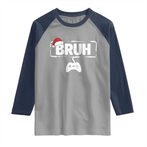 Funny Gaming Christmas Raglan Shirt Gamer Bruh Video Game TS14 Sport Gray Navy Print Your Wear