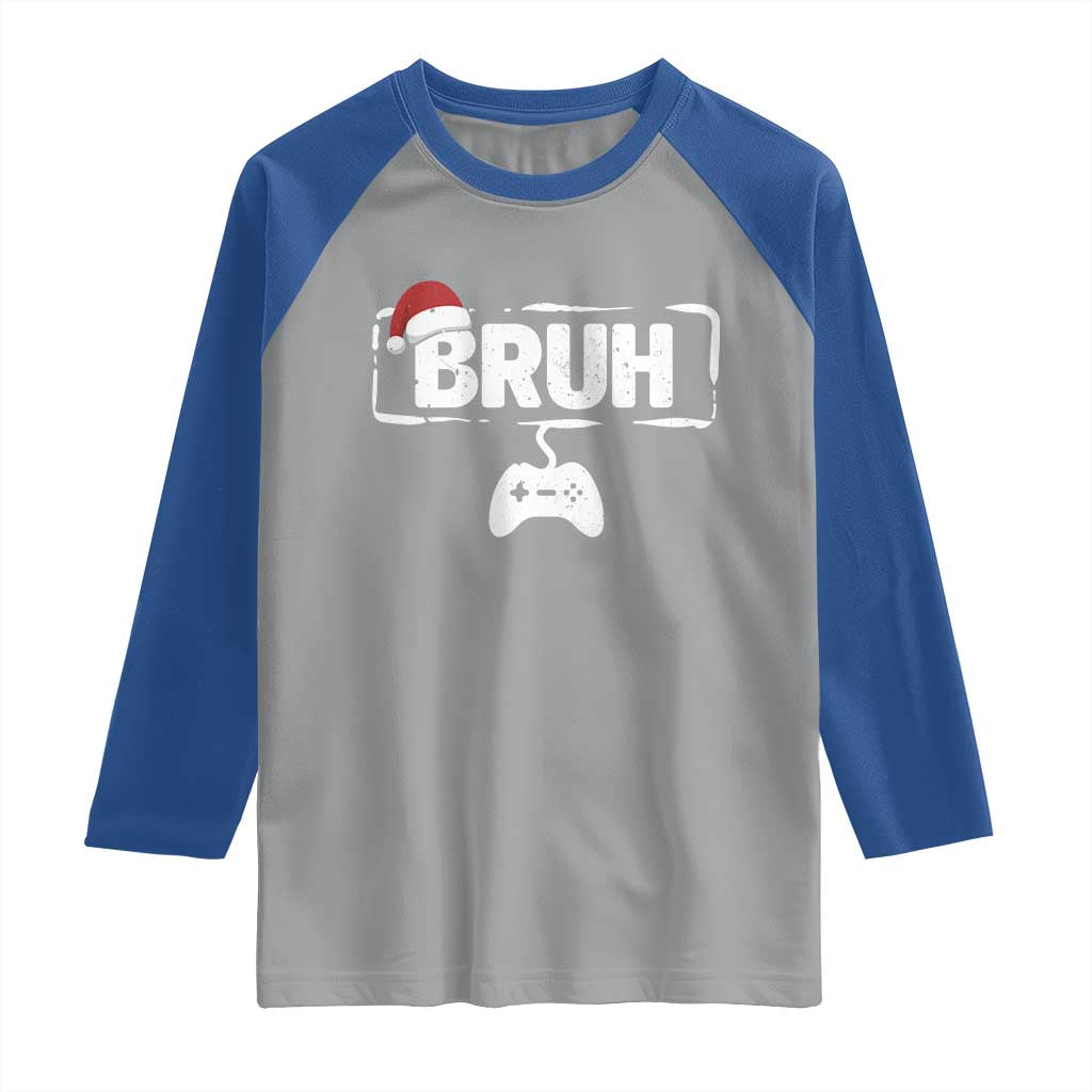 Funny Gaming Christmas Raglan Shirt Gamer Bruh Video Game TS14 Sport Gray Royal Print Your Wear