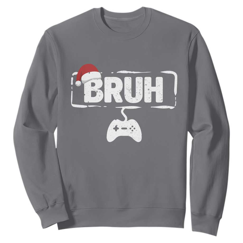 Funny Gaming Christmas Sweatshirt Gamer Bruh Video Game TS14 Charcoal Print Your Wear