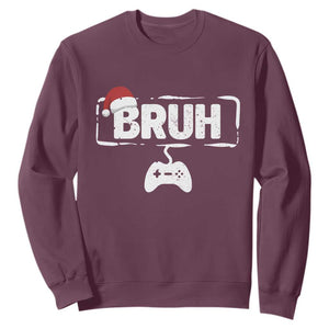 Funny Gaming Christmas Sweatshirt Gamer Bruh Video Game TS14 Maroon Print Your Wear