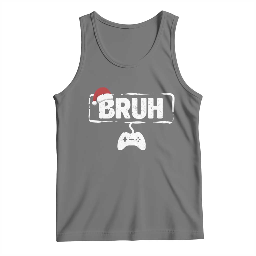 Funny Gaming Christmas Tank Top Gamer Bruh Video Game TS14 Black Heather Print Your Wear
