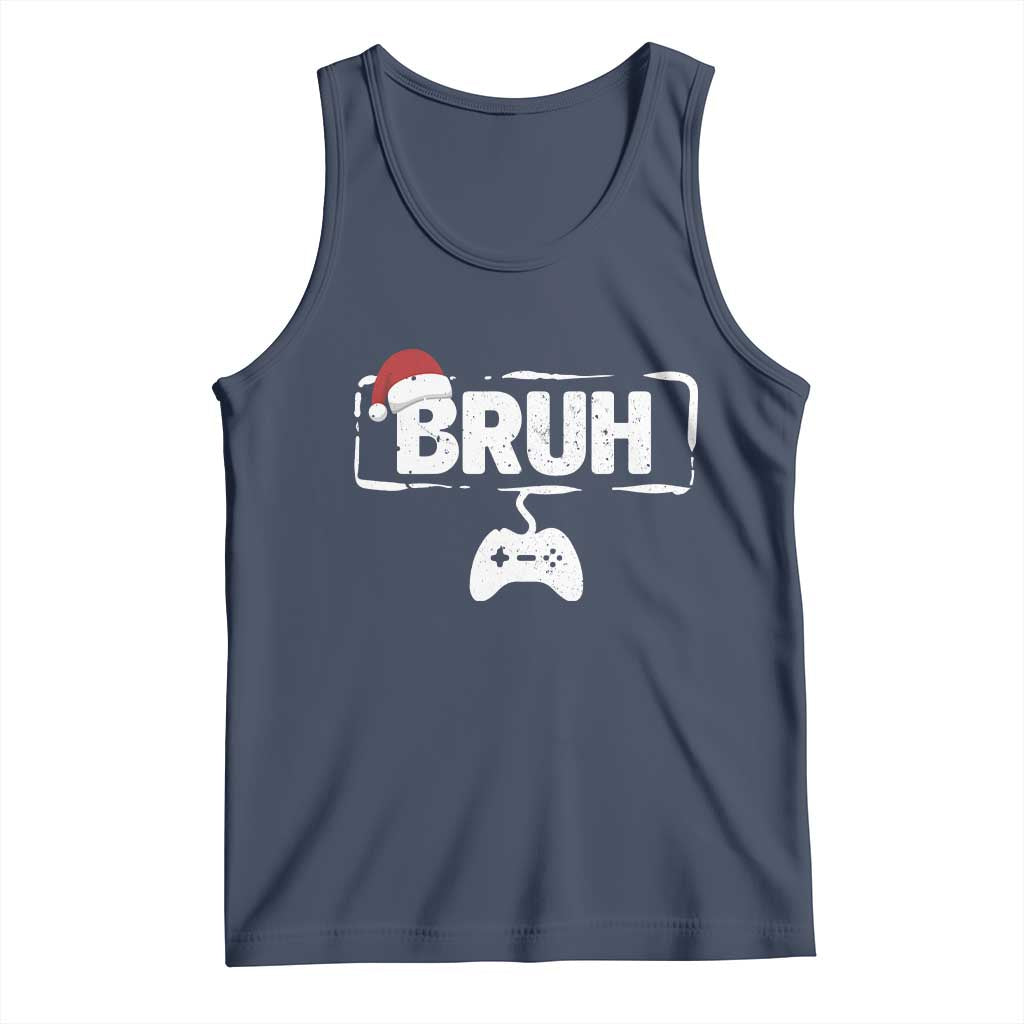 Funny Gaming Christmas Tank Top Gamer Bruh Video Game TS14 Navy Print Your Wear