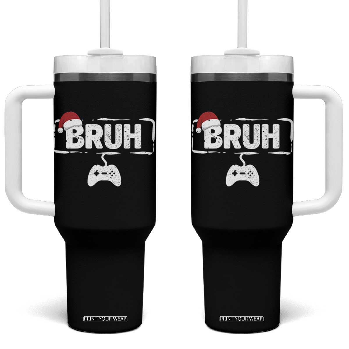 Funny Gaming Christmas Tumbler With Handle Gamer Bruh Video Game TS14 One Size: 40 oz Black Print Your Wear
