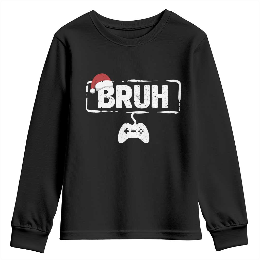 Funny Gaming Christmas Youth Sweatshirt Gamer Bruh Video Game TS14 Black Print Your Wear