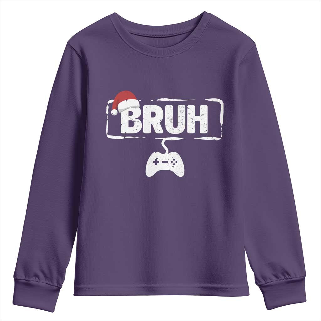 Funny Gaming Christmas Youth Sweatshirt Gamer Bruh Video Game TS14 Purple Print Your Wear