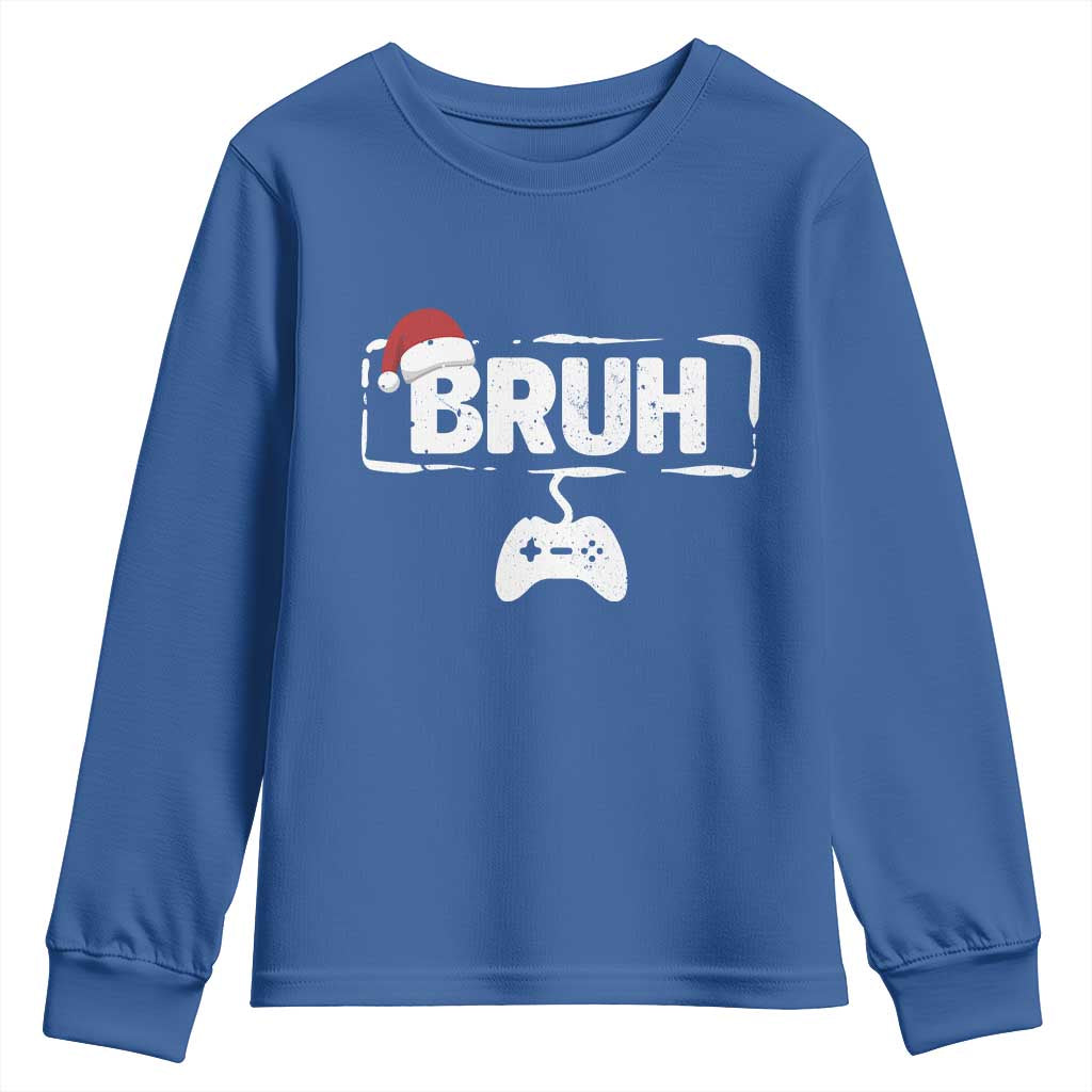 Funny Gaming Christmas Youth Sweatshirt Gamer Bruh Video Game TS14 Royal Blue Print Your Wear