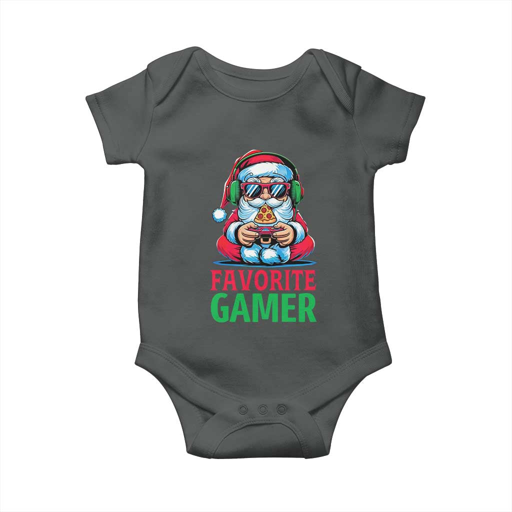 Funny Santa Gamer Christmas Baby Onesie TS14 Dark Heather Print Your Wear