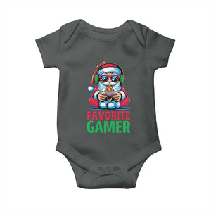 Funny Santa Gamer Christmas Baby Onesie TS14 Dark Heather Print Your Wear