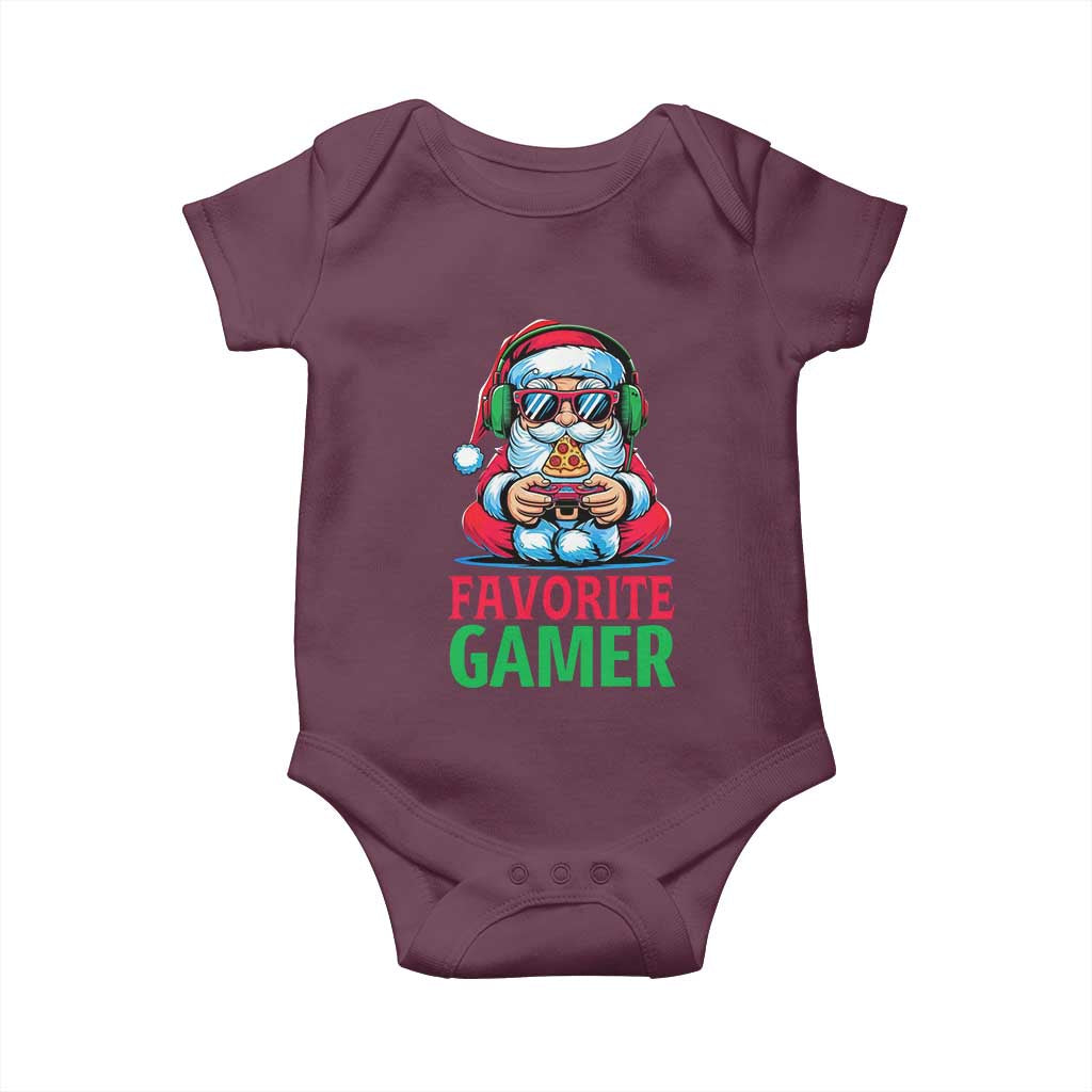 Funny Santa Gamer Christmas Baby Onesie TS14 Maroon Print Your Wear