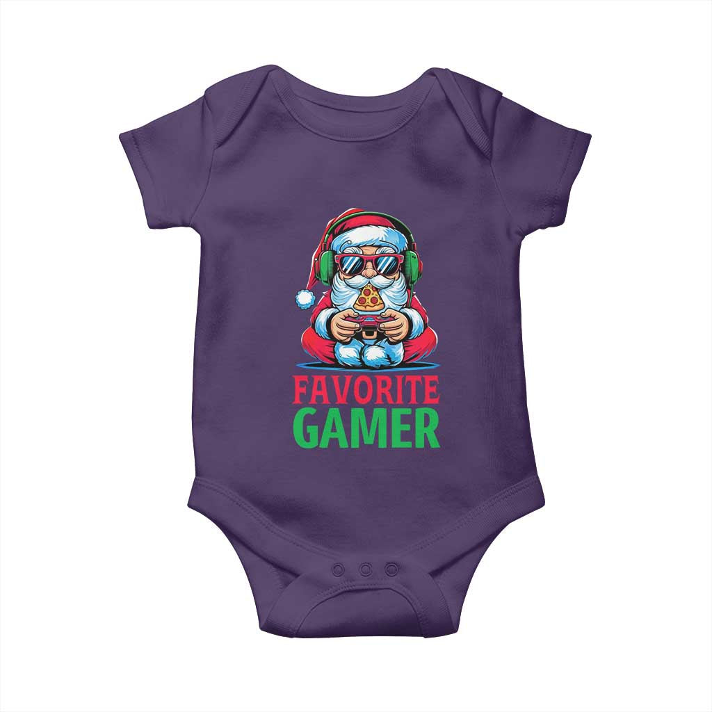 Funny Santa Gamer Christmas Baby Onesie TS14 Purple Print Your Wear