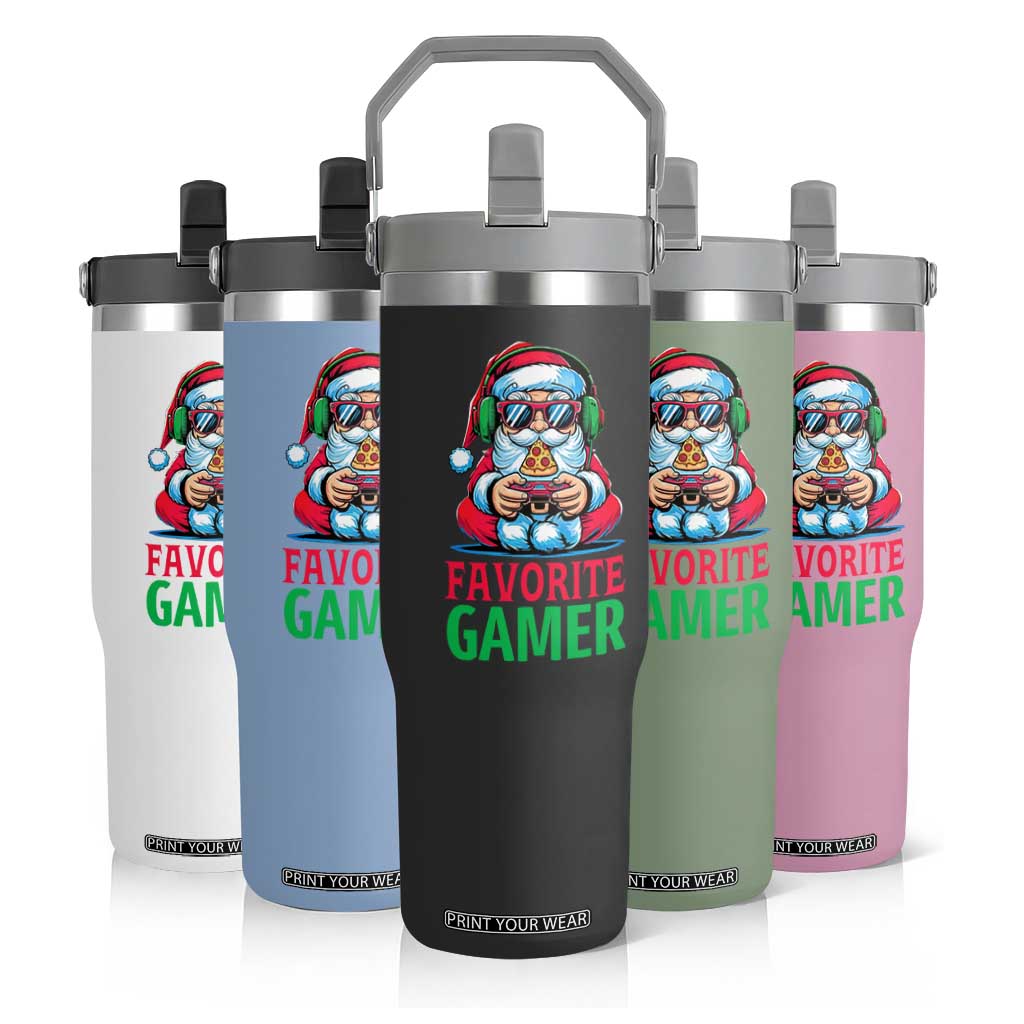 Funny Santa Gamer Christmas Flip Straw Tumbler TS14 Print Your Wear