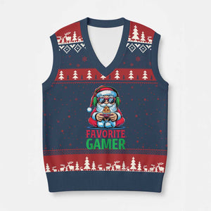 Funny Santa Gamer Xmas V-Neck Knit Sweater Vest TS14 Navy Red Print Your Wear