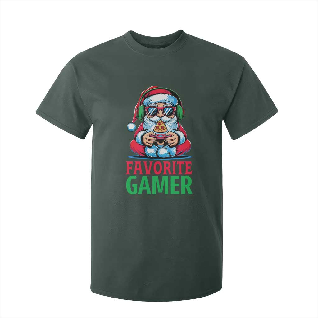Funny Santa Gamer Christmas T Shirt For Kid TS14 Dark Forest Green Print Your Wear