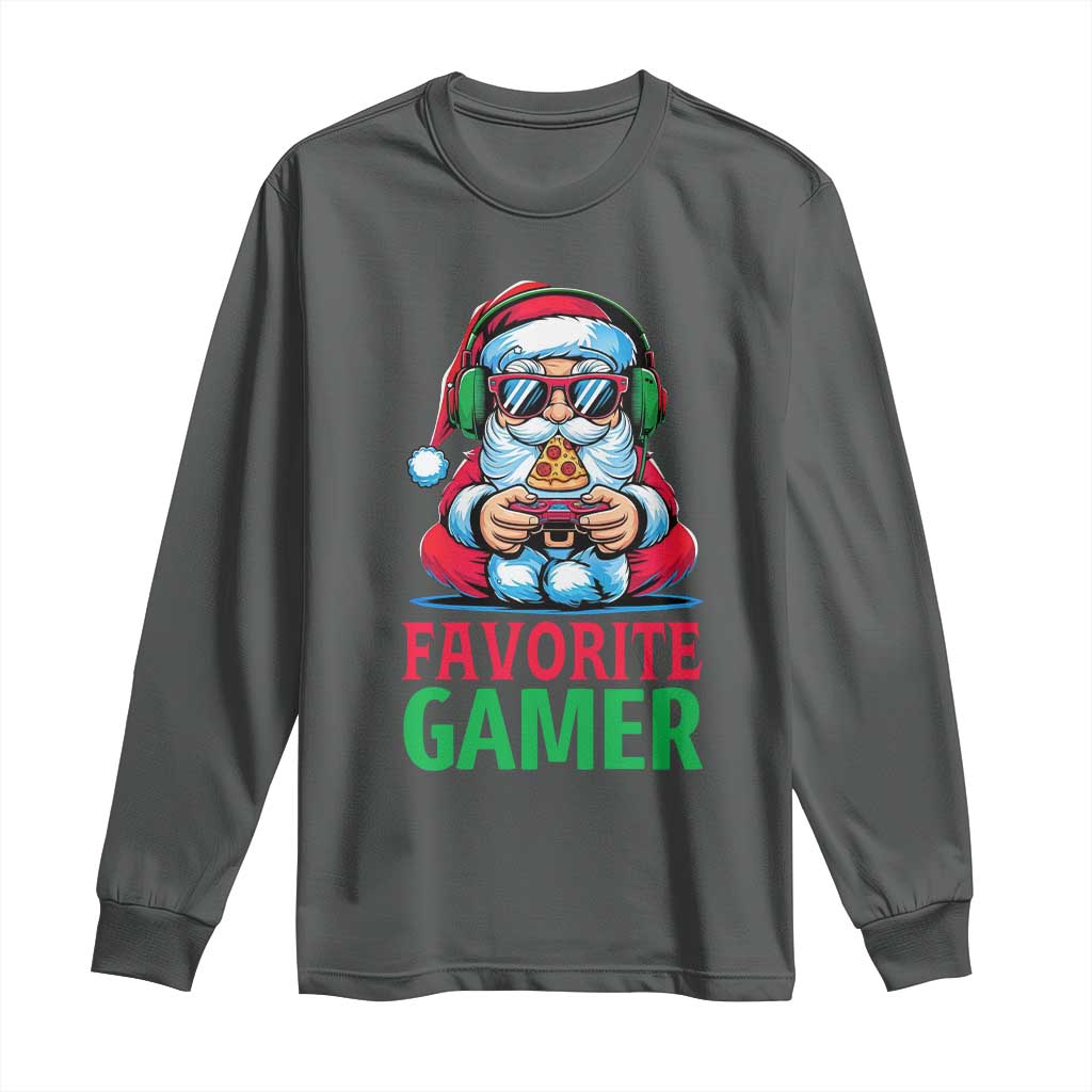 Funny Santa Gamer Christmas Long Sleeve Shirt TS14 Dark Heather Print Your Wear