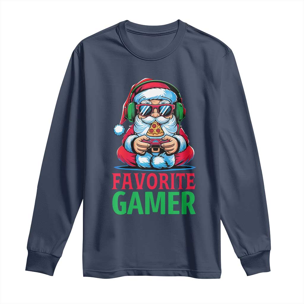 Funny Santa Gamer Christmas Long Sleeve Shirt TS14 Navy Print Your Wear