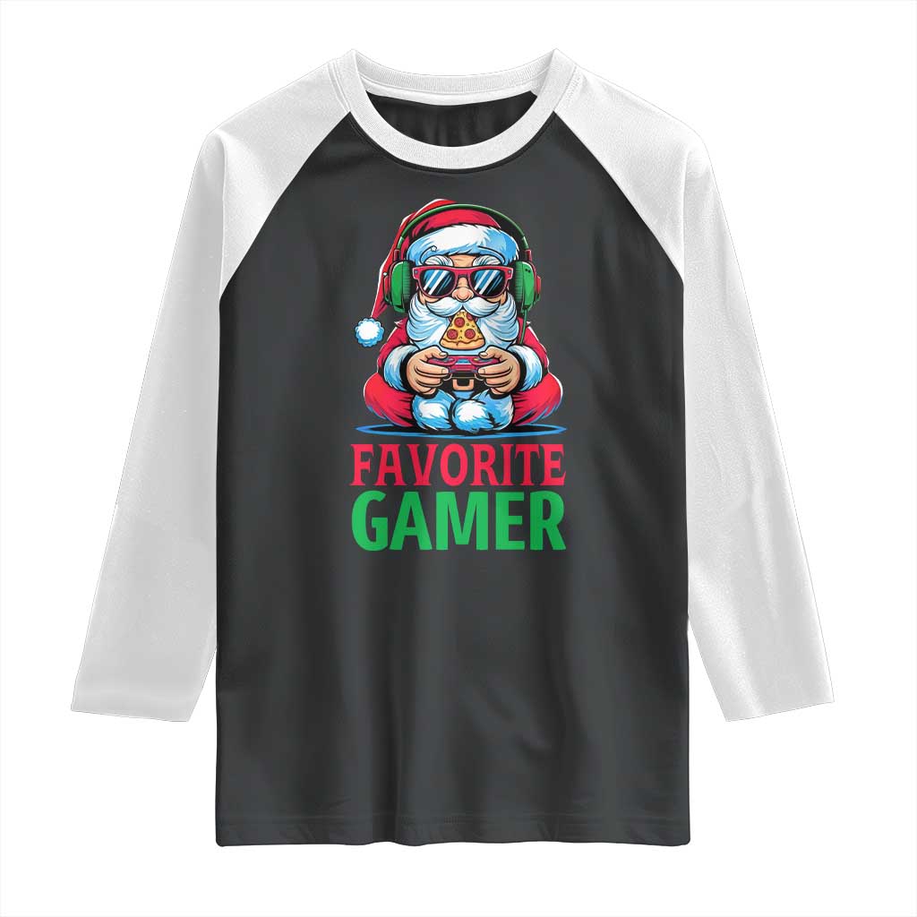 Funny Santa Gamer Christmas Raglan Shirt TS14 Black White Print Your Wear