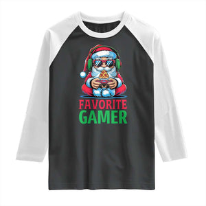 Funny Santa Gamer Christmas Raglan Shirt TS14 Black White Print Your Wear