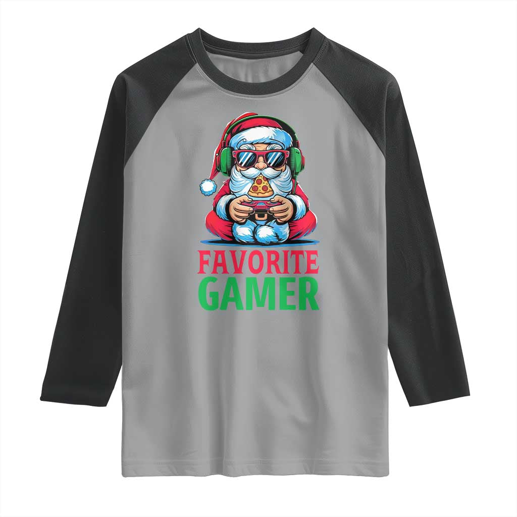 Funny Santa Gamer Christmas Raglan Shirt TS14 Sport Gray Black Print Your Wear