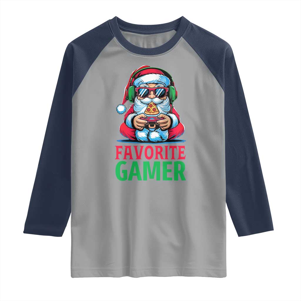 Funny Santa Gamer Christmas Raglan Shirt TS14 Sport Gray Navy Print Your Wear