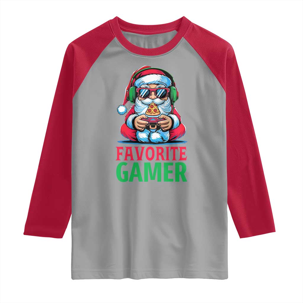 Funny Santa Gamer Christmas Raglan Shirt TS14 Sport Gray Red Print Your Wear