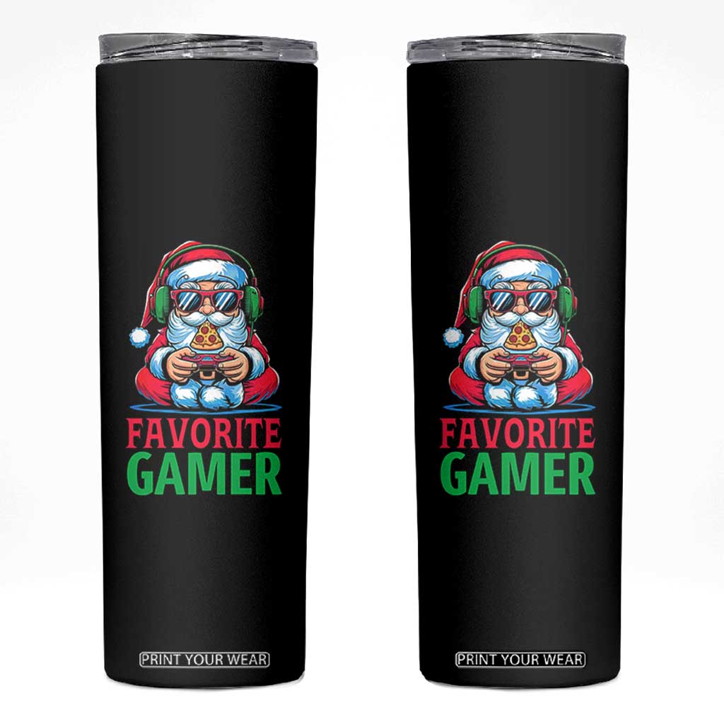 Funny Santa Gamer Christmas Skinny Tumbler TS14 Black Print Your Wear