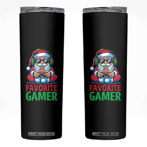 Funny Santa Gamer Christmas Skinny Tumbler TS14 Black Print Your Wear