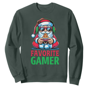 Funny Santa Gamer Christmas Sweatshirt TS14 Dark Forest Green Print Your Wear