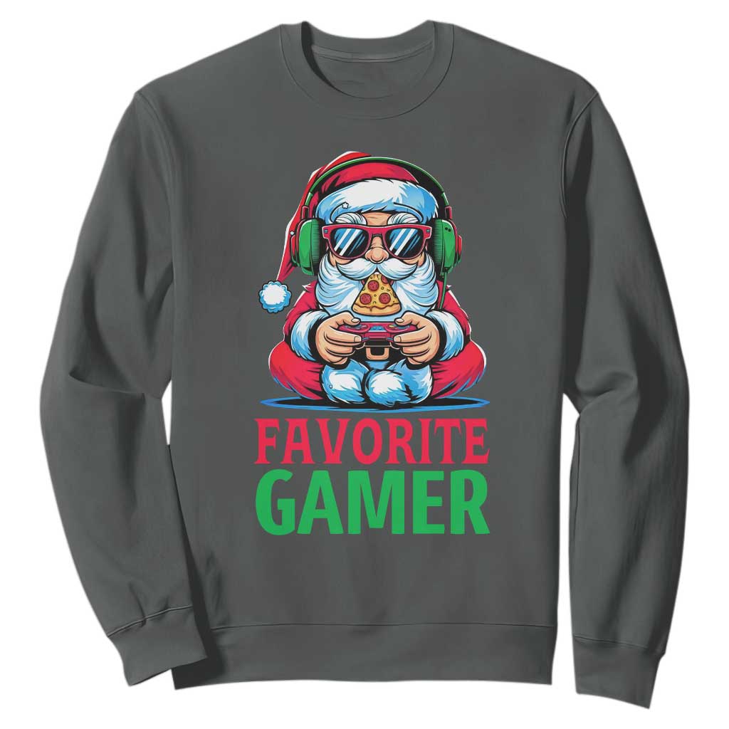 Funny Santa Gamer Christmas Sweatshirt TS14 Dark Heather Print Your Wear