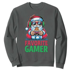 Funny Santa Gamer Christmas Sweatshirt TS14 Dark Heather Print Your Wear