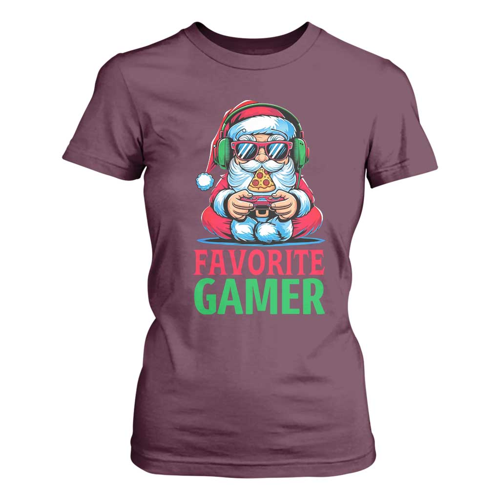 Funny Santa Gamer Christmas T Shirt For Women TS14 Maroon Print Your Wear