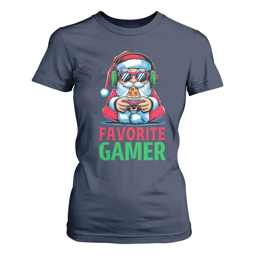Funny Santa Gamer Christmas T Shirt For Women TS14 Navy Print Your Wear
