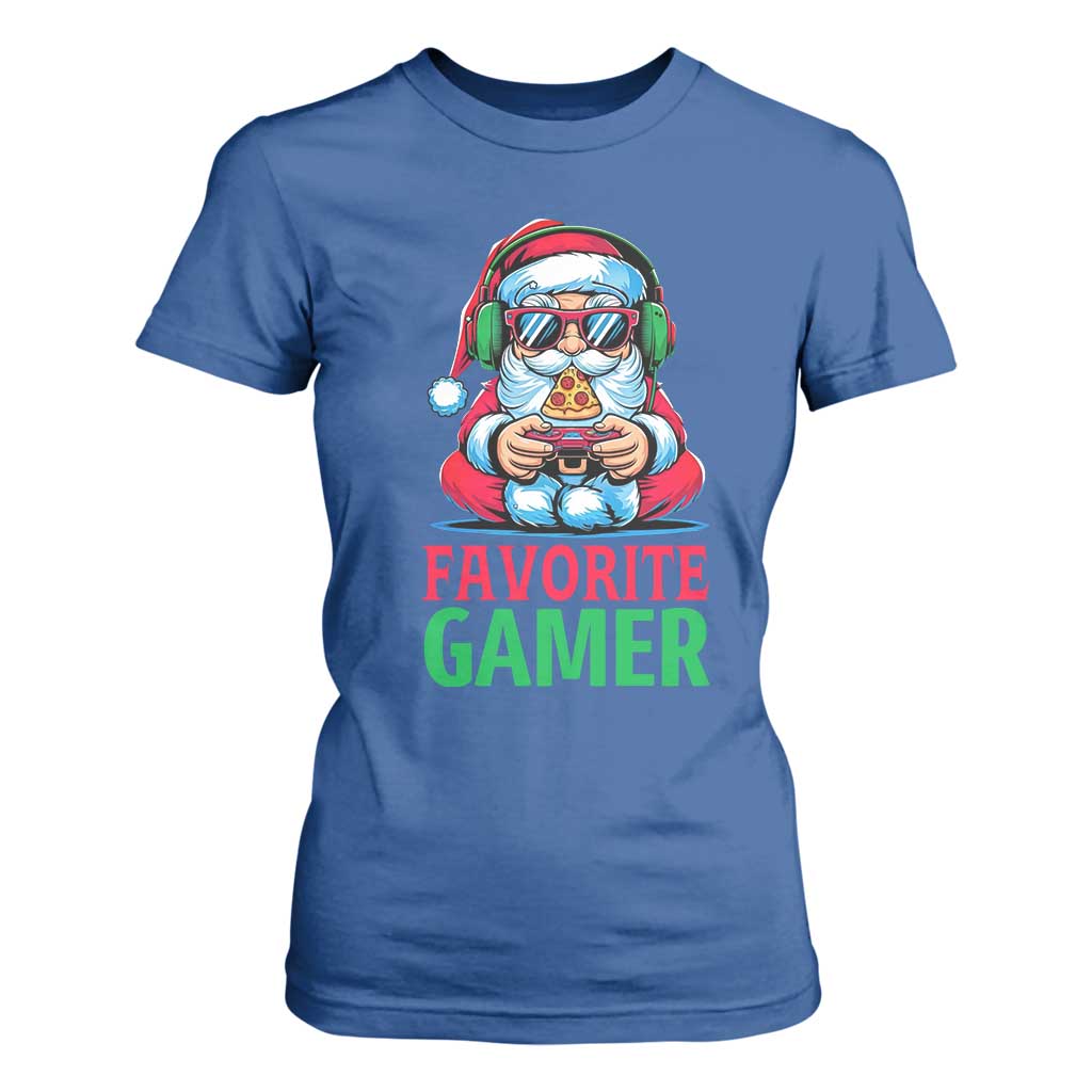 Funny Santa Gamer Christmas T Shirt For Women TS14 Royal Blue Print Your Wear