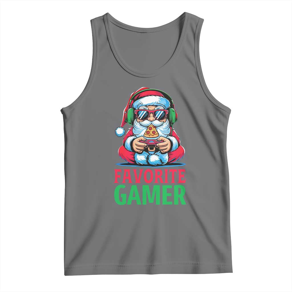 Funny Santa Gamer Christmas Tank Top TS14 Black Heather Print Your Wear