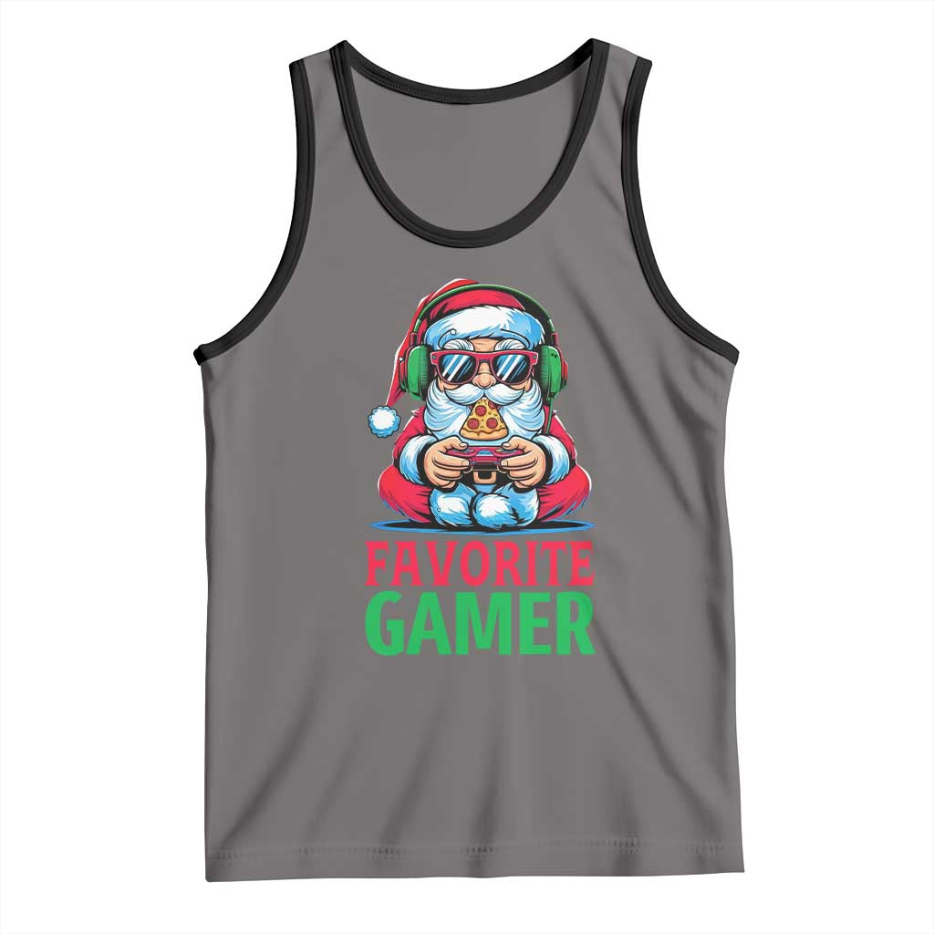 Funny Santa Gamer Christmas Tank Top TS14 Deep Heather Black Print Your Wear