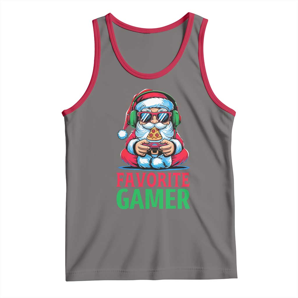 Funny Santa Gamer Christmas Tank Top TS14 Deep Heather Red Print Your Wear