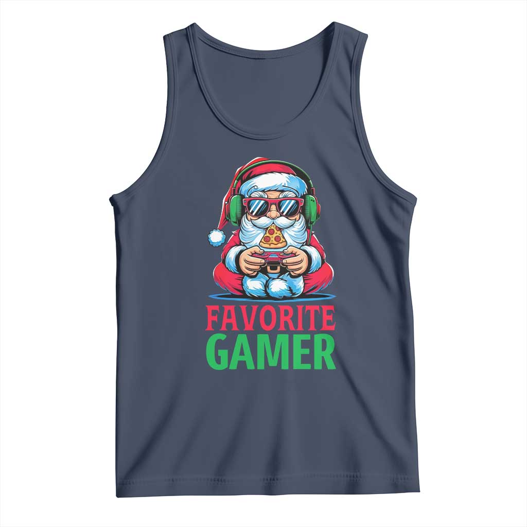 Funny Santa Gamer Christmas Tank Top TS14 Navy Print Your Wear