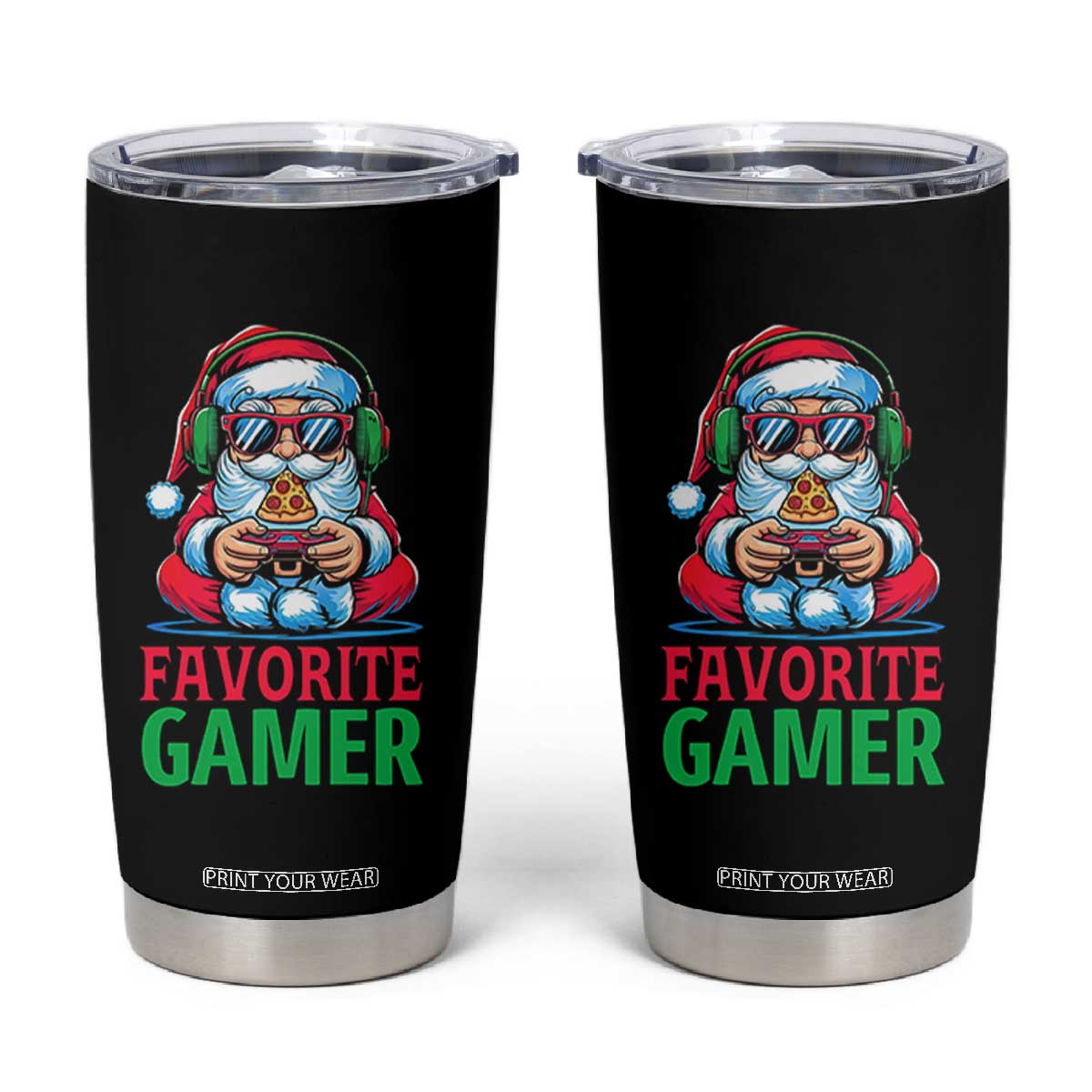 Funny Santa Gamer Christmas Tumbler Cup TS14 Black Print Your Wear