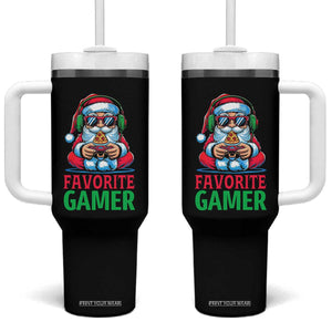 Funny Santa Gamer Christmas Tumbler With Handle TS14 One Size: 40 oz Black Print Your Wear