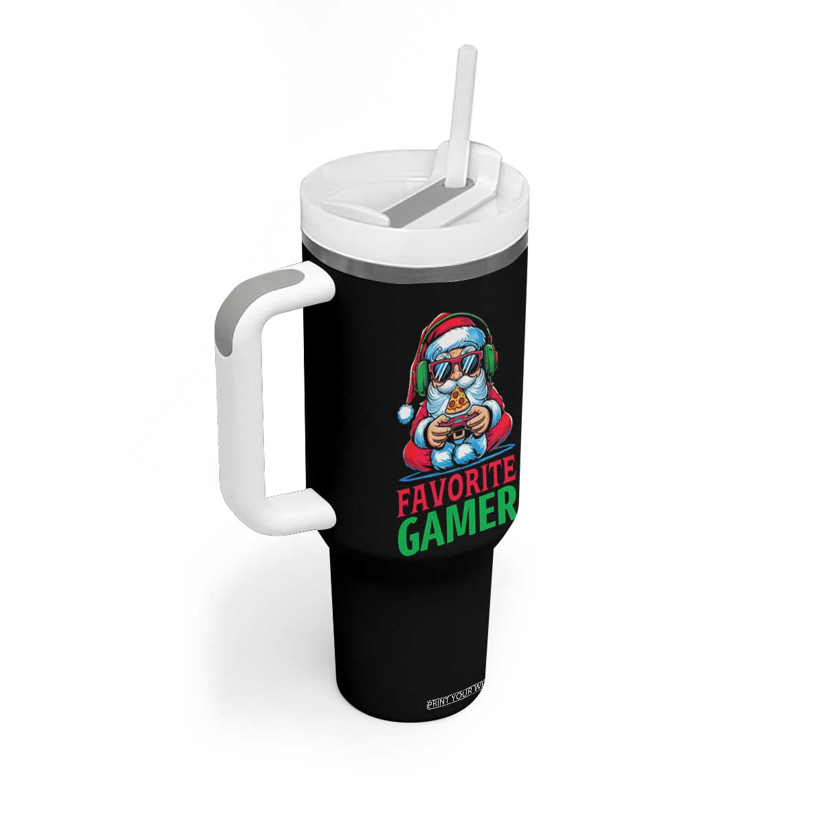 Funny Santa Gamer Christmas Tumbler With Handle TS14 Print Your Wear
