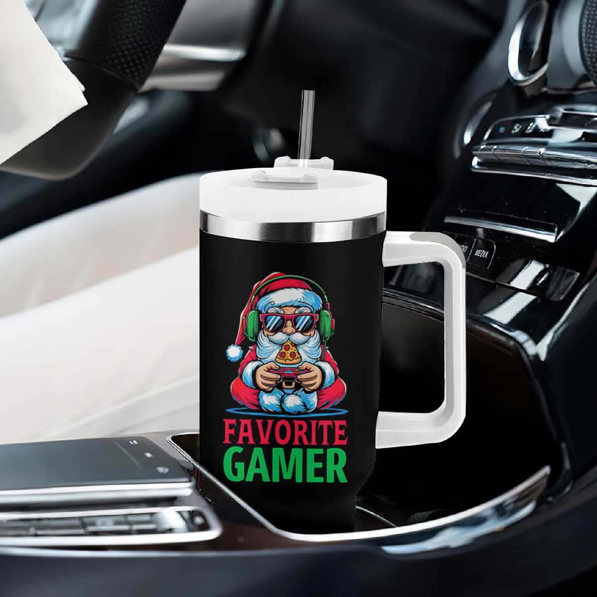 Funny Santa Gamer Christmas Tumbler With Handle TS14 Print Your Wear