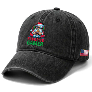 Funny Santa Gamer Christmas Washed Cotton Baseball Cap TS14 Print Your Wear