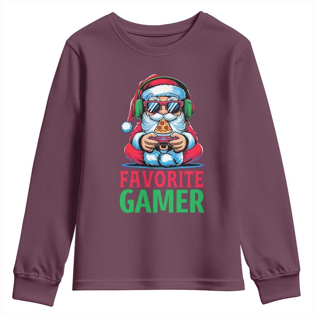 Funny Santa Gamer Christmas Youth Sweatshirt TS14 Maroon Print Your Wear