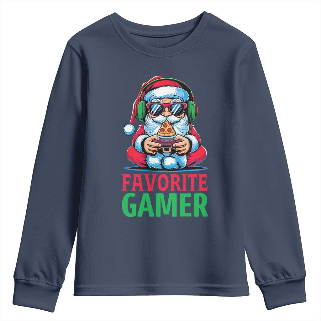 Funny Santa Gamer Christmas Youth Sweatshirt TS14 Navy Print Your Wear