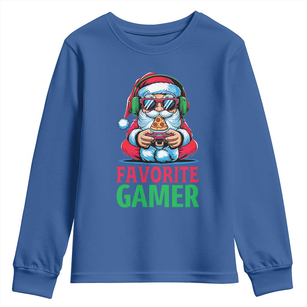 Funny Santa Gamer Christmas Youth Sweatshirt TS14 Royal Blue Print Your Wear