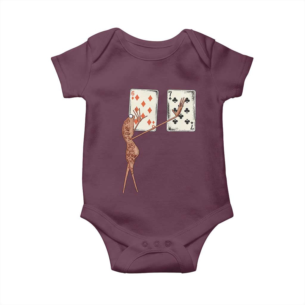 67 Marcus The Worm Poker Game Baby Onesie Funny Six Seven Meme Playing Cards TS14 Maroon Print Your Wear