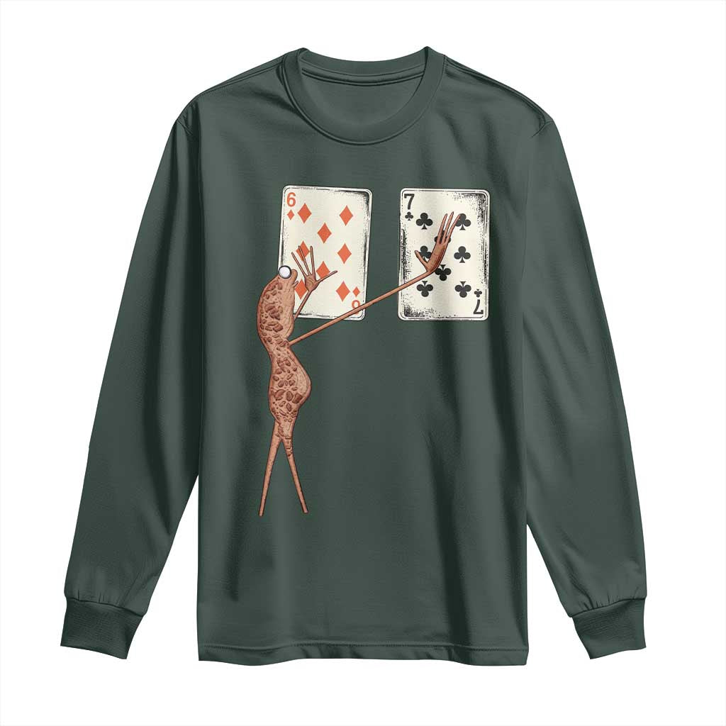 67 Marcus The Worm Poker Game Long Sleeve Shirt Funny Six Seven Meme Playing Cards TS14 Dark Forest Green Print Your Wear