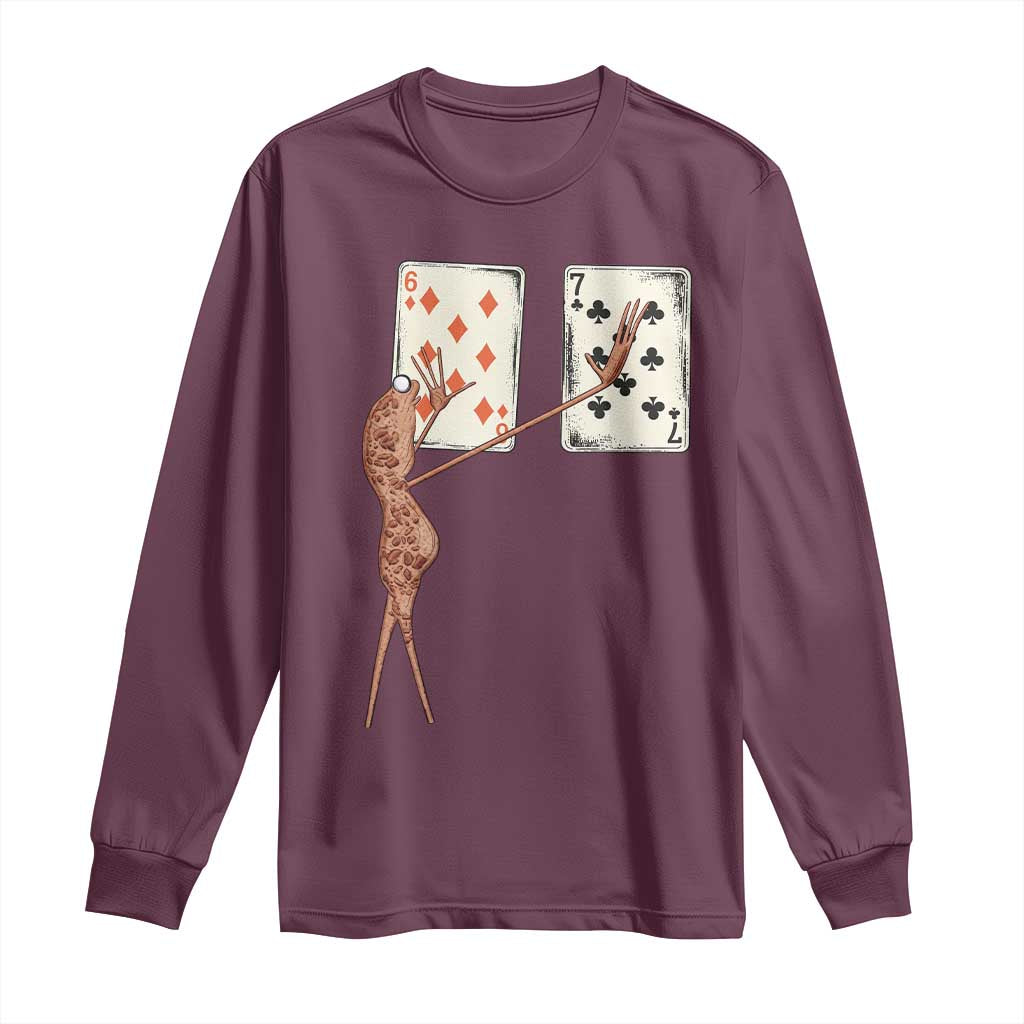 67 Marcus The Worm Poker Game Long Sleeve Shirt Funny Six Seven Meme Playing Cards TS14 Maroon Print Your Wear